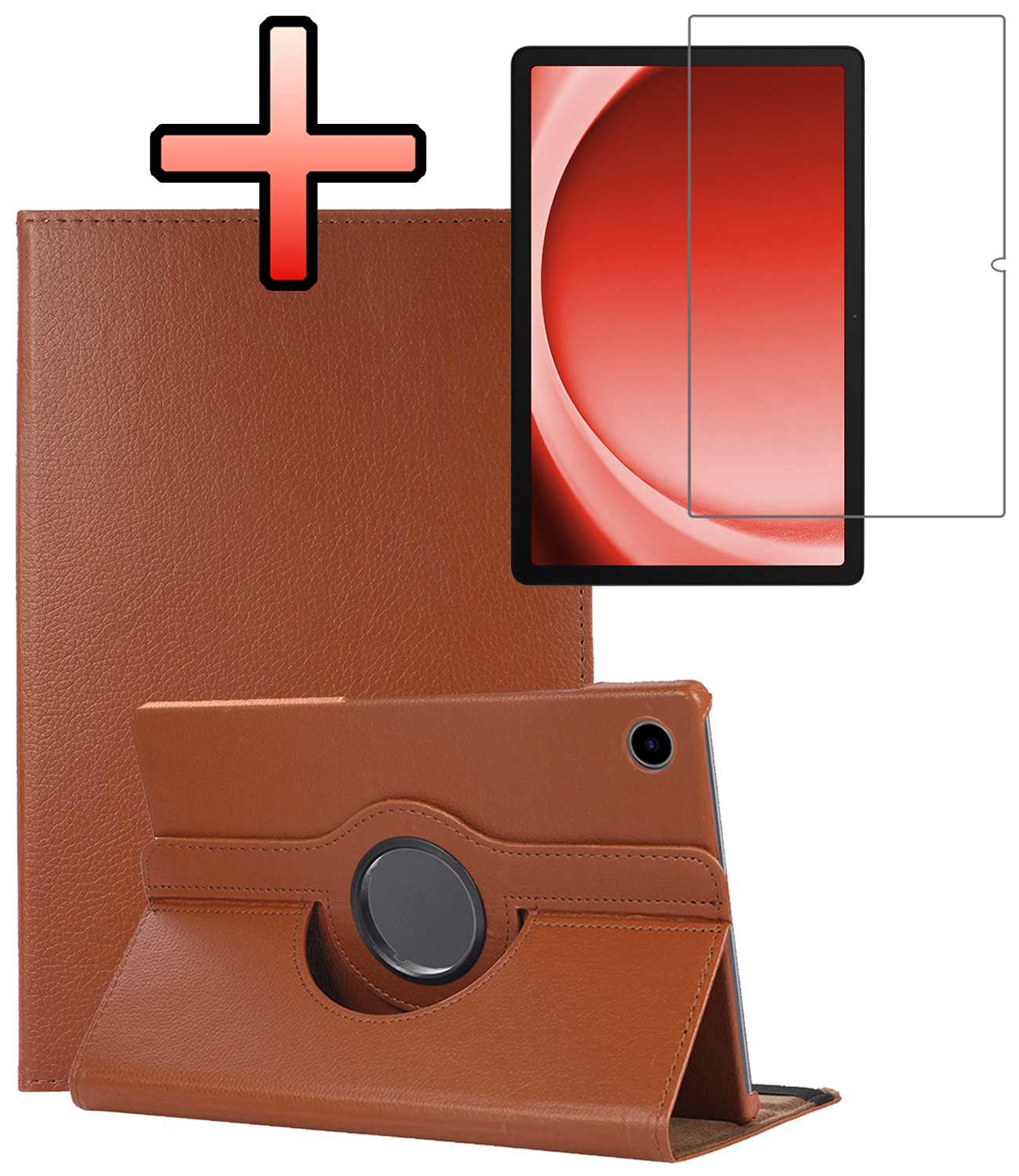 NoXx NoXx Samsung Galaxy Tab A9 Plus 2023 Hoes Draaibaar Met Screenprotector - Bruin