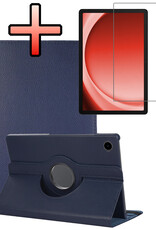 NoXx NoXx Samsung Galaxy Tab A9 Plus 2023 Hoes Draaibaar Met Screenprotector - Donkerblauw