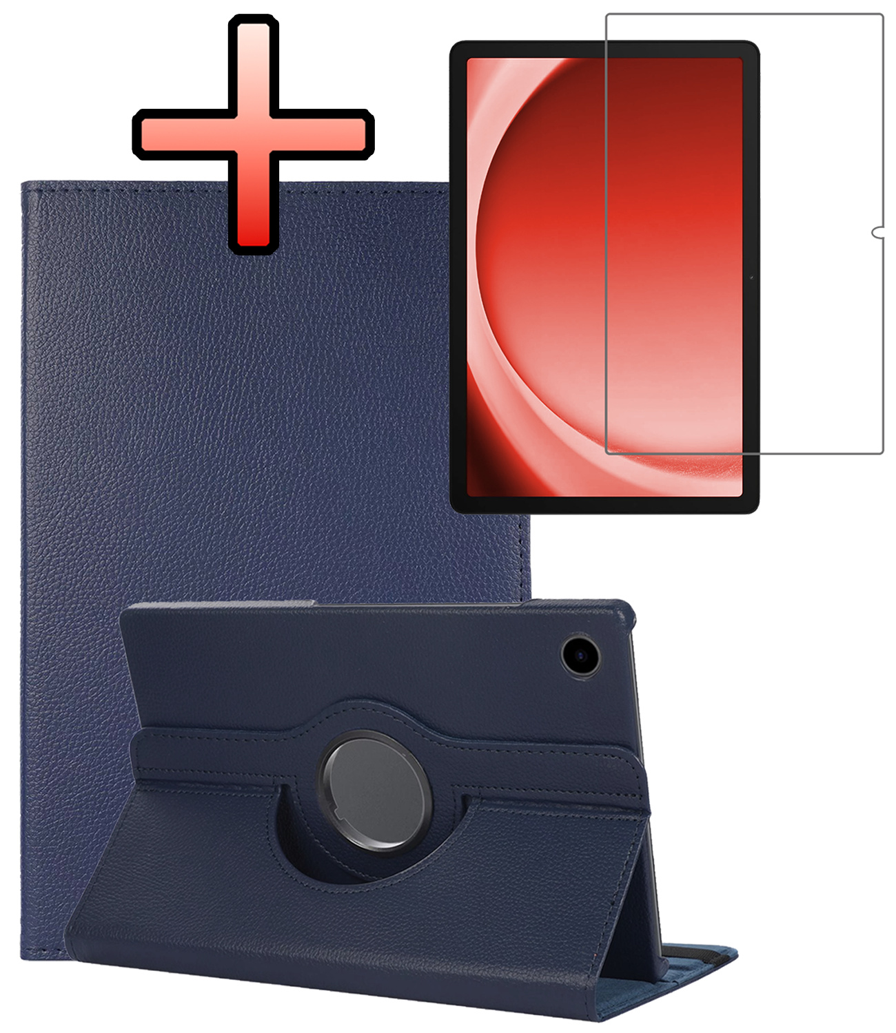 NoXx NoXx Samsung Galaxy Tab A9 Plus 2023 Hoes Draaibaar Met Screenprotector - Donkerblauw