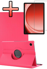 NoXx NoXx Samsung Galaxy Tab A9 Plus 2023 Hoes Draaibaar Met Screenprotector - Donkerroze