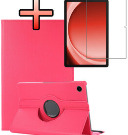 NoXx NoXx Samsung Galaxy Tab A9 Plus 2023 Hoes Draaibaar Met Screenprotector - Donkerroze