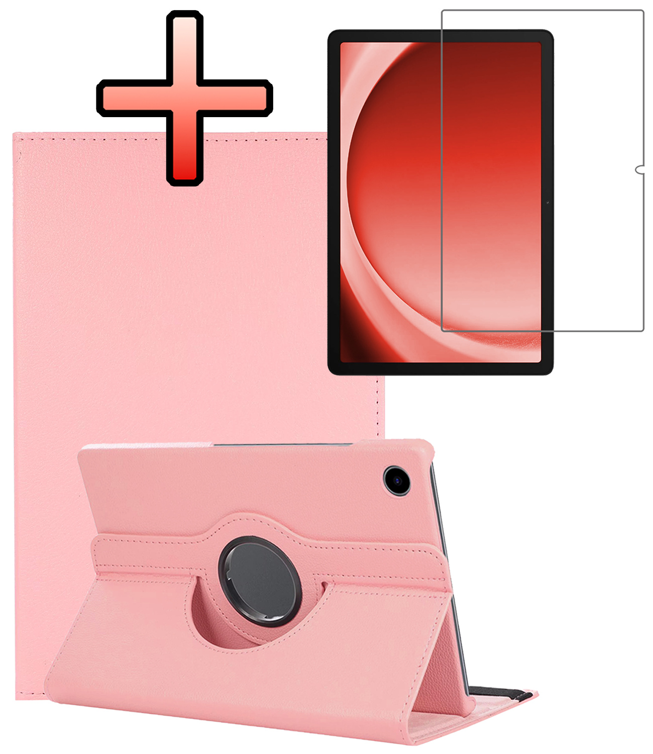 NoXx NoXx Samsung Galaxy Tab A9 Plus 2023 Hoes Draaibaar Met Screenprotector - Lichtroze