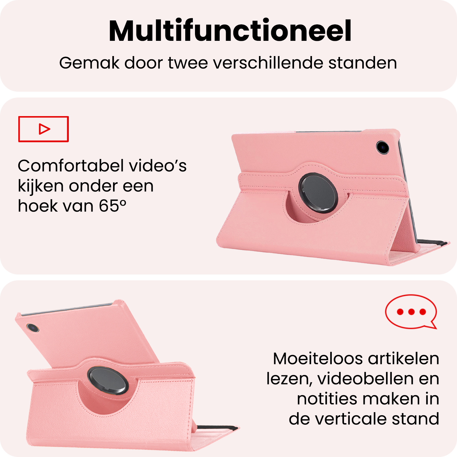 NoXx NoXx Samsung Galaxy Tab A9 Plus 2023 Hoes Draaibaar Met Screenprotector - Lichtroze