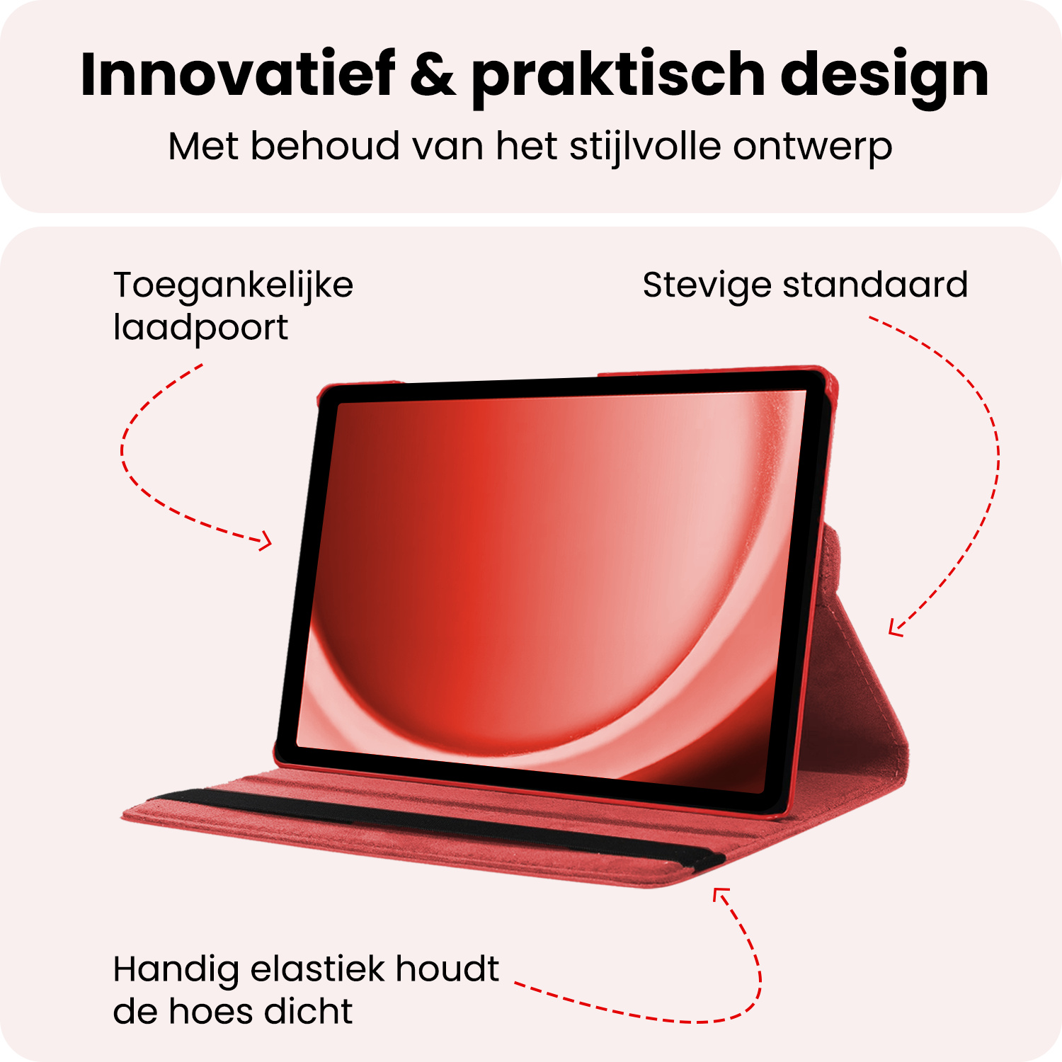 NoXx NoXx Samsung Galaxy Tab A9 Plus 2023 Hoes Draaibaar Met Screenprotector - Rood