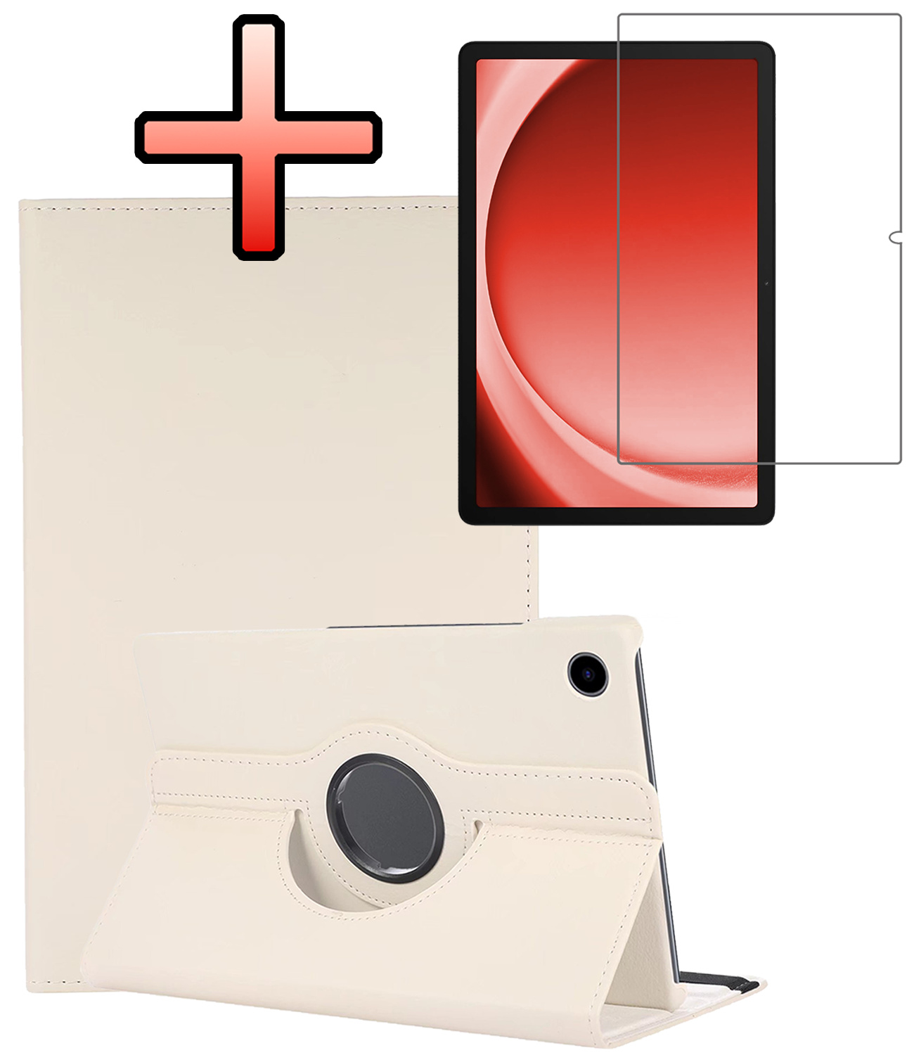 NoXx NoXx Samsung Galaxy Tab A9 Plus 2023 Hoes Draaibaar Met Screenprotector - Wit