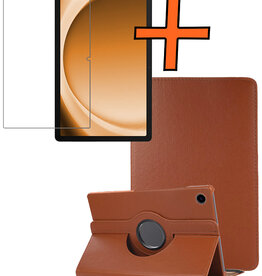 Nomfy Nomfy Samsung Galaxy Tab A9 Plus 2023 Hoes Draaibaar Met Screenprotector - Bruin