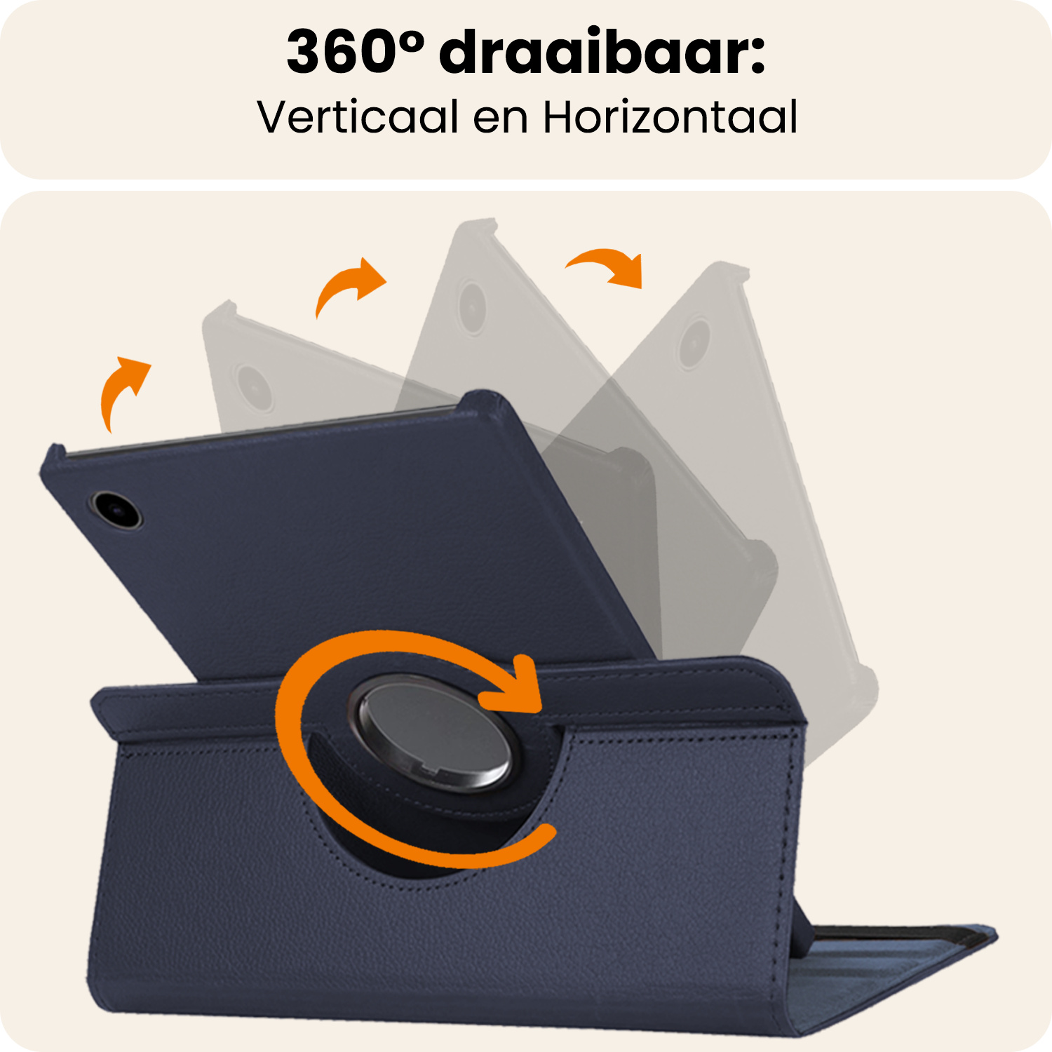 Nomfy Nomfy Samsung Galaxy Tab A9 Plus 2023 Hoes Draaibaar Met Screenprotector - Donkerblauw