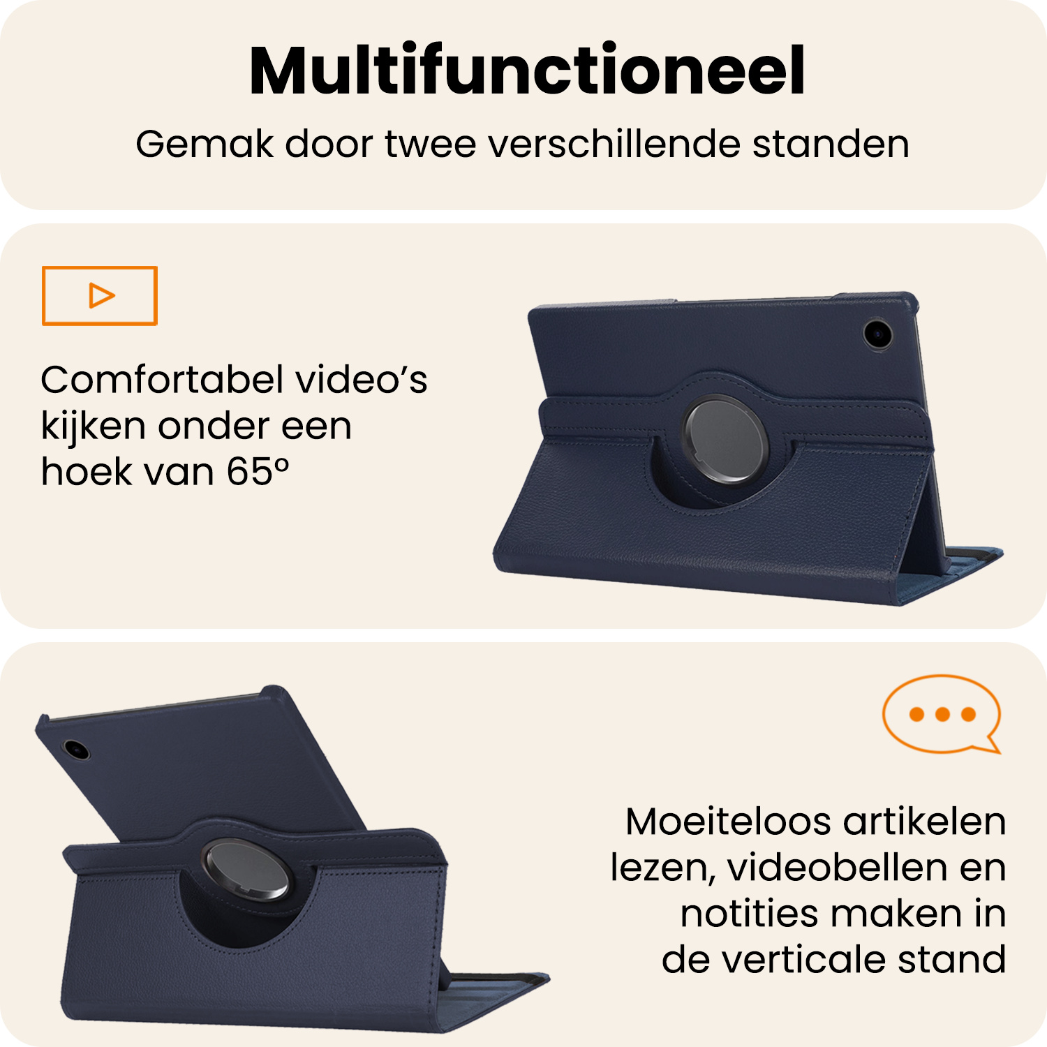 Nomfy Nomfy Samsung Galaxy Tab A9 Plus 2023 Hoes Draaibaar Met Screenprotector - Donkerblauw