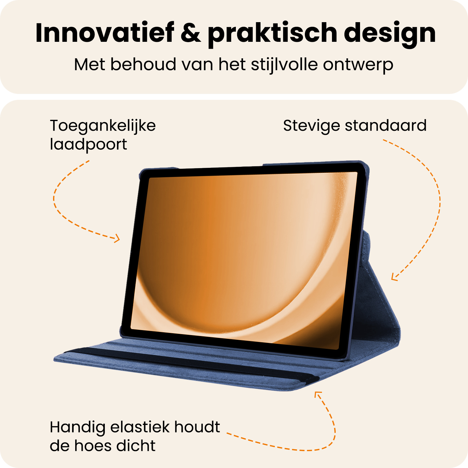 Nomfy Nomfy Samsung Galaxy Tab A9 Plus 2023 Hoes Draaibaar Met Screenprotector - Donkerblauw