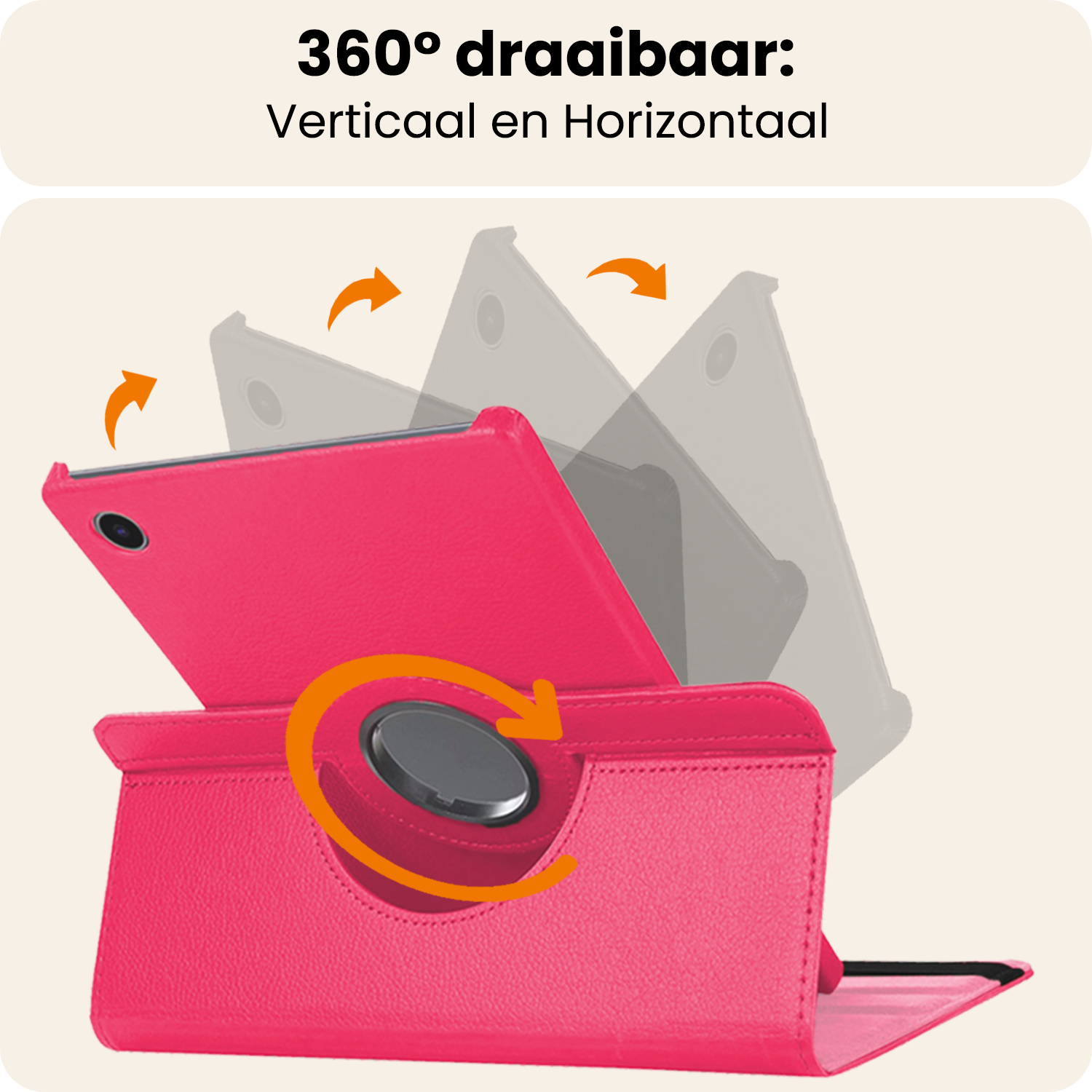 Nomfy Nomfy Samsung Galaxy Tab A9 Plus 2023 Hoes Draaibaar Met Screenprotector - Donkerroze