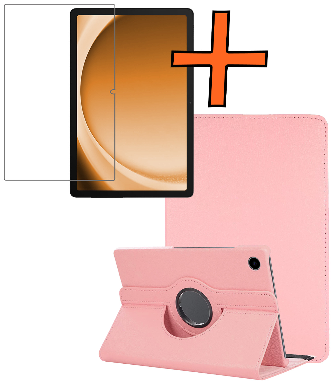 Nomfy Nomfy Samsung Galaxy Tab A9 Plus 2023 Hoes Draaibaar Met Screenprotector - Lichtroze