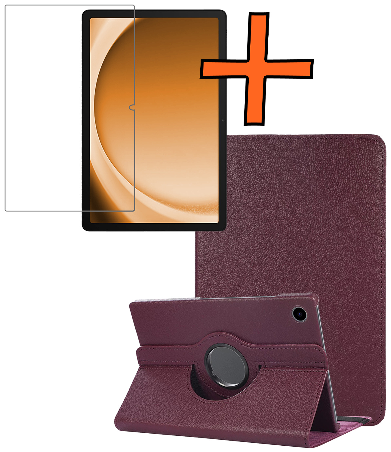 Nomfy Nomfy Samsung Galaxy Tab A9 Plus 2023 Hoes Draaibaar Met Screenprotector - Paars