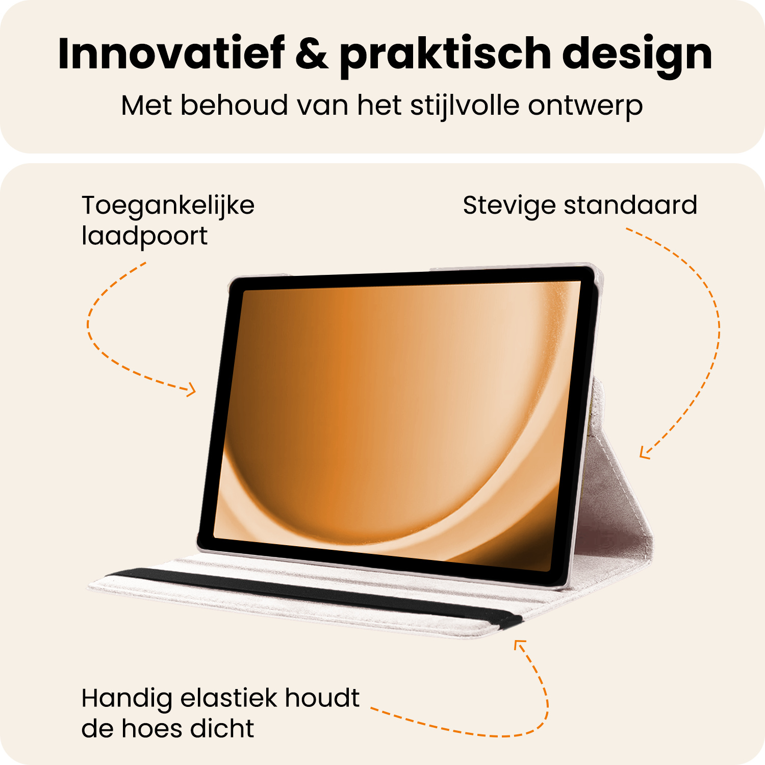 Nomfy Nomfy Samsung Galaxy Tab A9 Plus 2023 Hoes Draaibaar Met Screenprotector - Wit