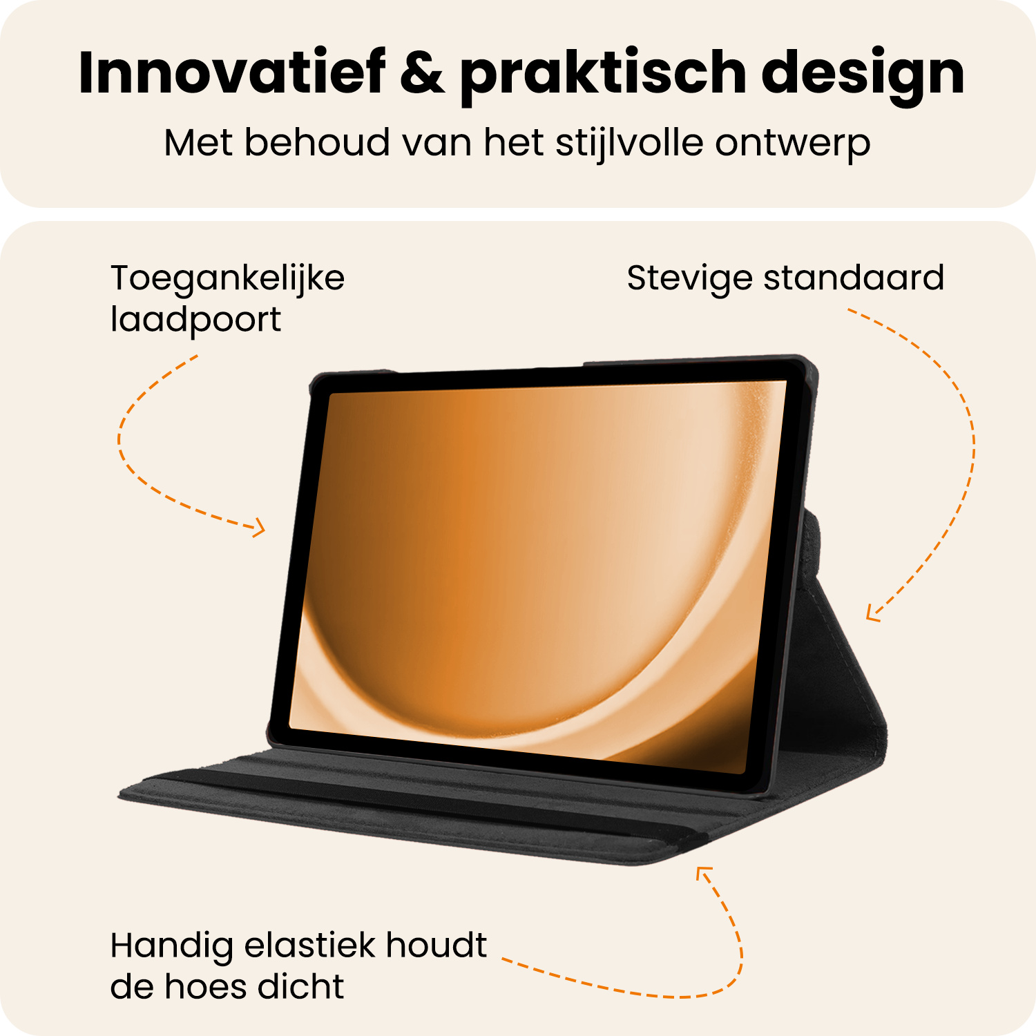 Nomfy Nomfy Samsung Galaxy Tab A9 Plus 2023 Hoes Draaibaar Met Screenprotector - Zwart