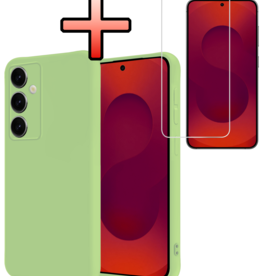 NoXx NoXx Samsung Galaxy S25 Plus Hoesje Siliconen Met Screenprotector - Groen
