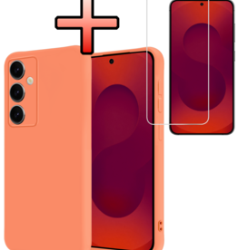 NoXx NoXx Samsung Galaxy S25 Plus Hoesje Siliconen Met Screenprotector - Perzik