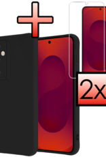NoXx NoXx Samsung Galaxy S25 Plus Hoesje Siliconen Met 2x Screenprotector - Zwart
