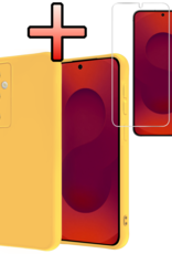NoXx NoXx Samsung Galaxy S25 Hoesje Siliconen Met Screenprotector - Geel