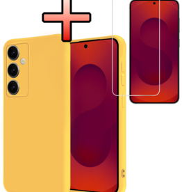 NoXx NoXx Samsung Galaxy S25 Hoesje Siliconen Met Screenprotector - Geel