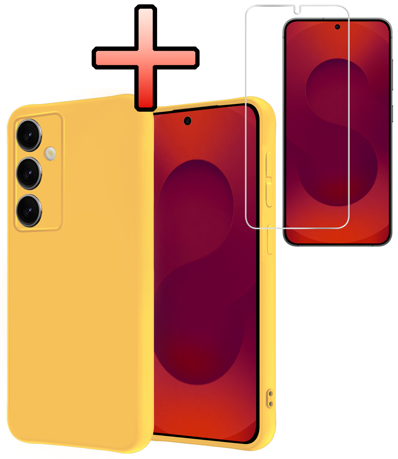 NoXx NoXx Samsung Galaxy S25 Hoesje Siliconen Met Screenprotector - Geel