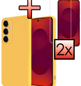 NoXx NoXx Samsung Galaxy S25 Plus Hoesje Siliconen Met 2x Screenprotector - Geel