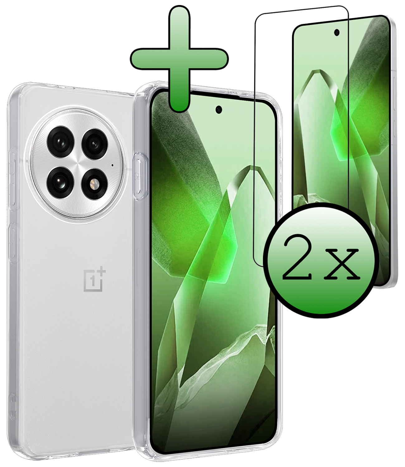 BASEY. BASEY. OnePlus 13R Hoesje Siliconen Met 2x Screenprotector - Transparant