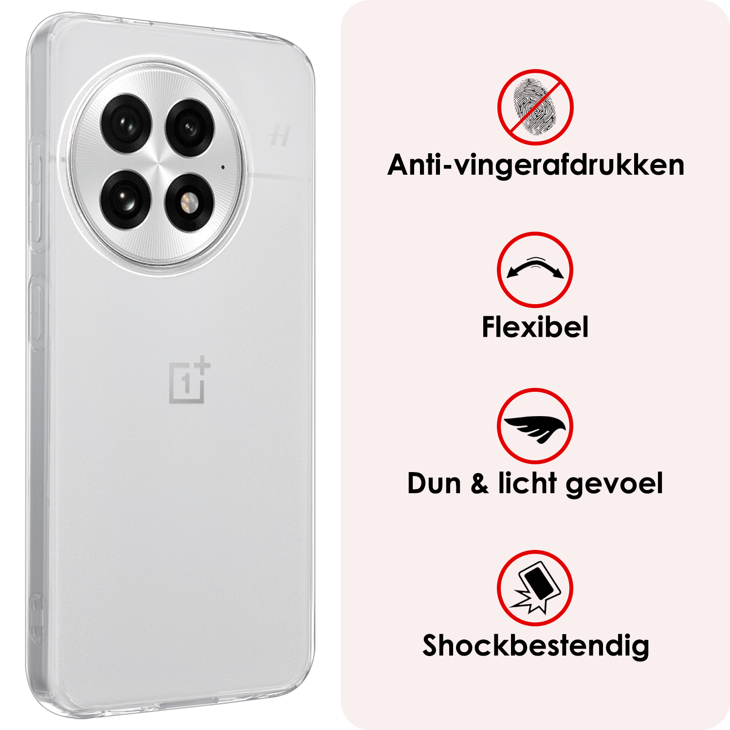 NoXx NoXx OnePlus 13R Hoesje Siliconen Met Screenprotector - Transparant