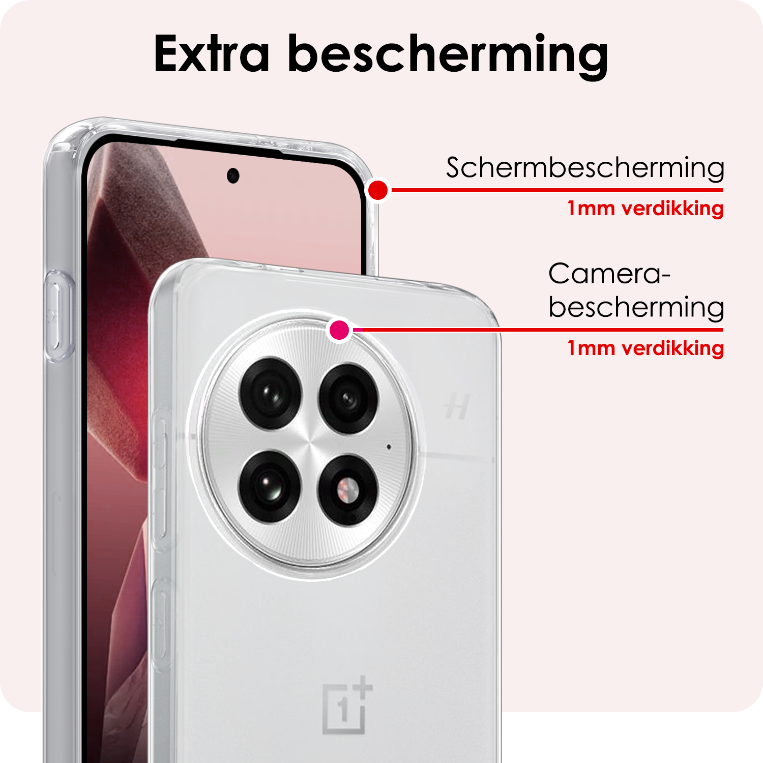 NoXx NoXx OnePlus 13R Hoesje Siliconen Met Screenprotector - Transparant