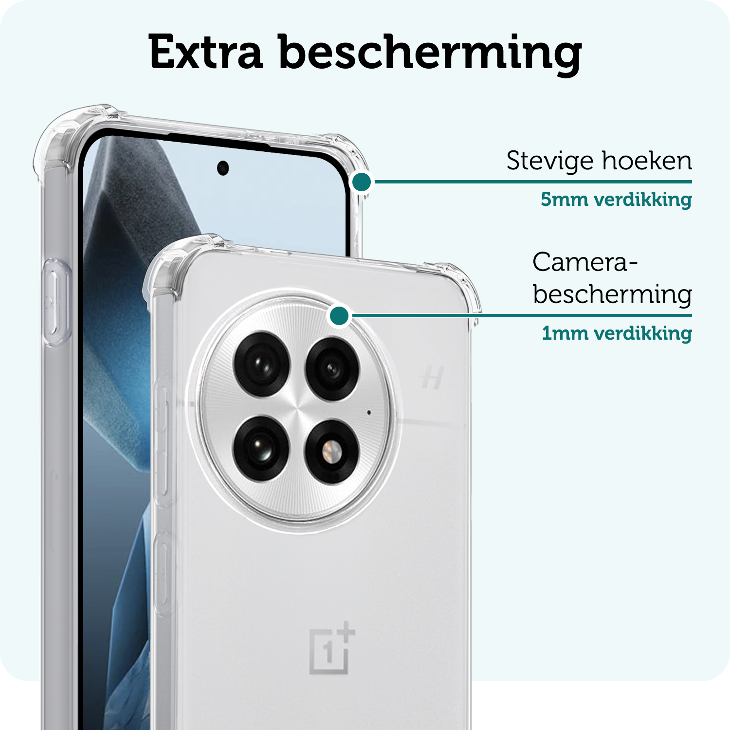 Forterra Forterra OnePlus 13R Hoesje Shockproof - Transparant - 2 PACK