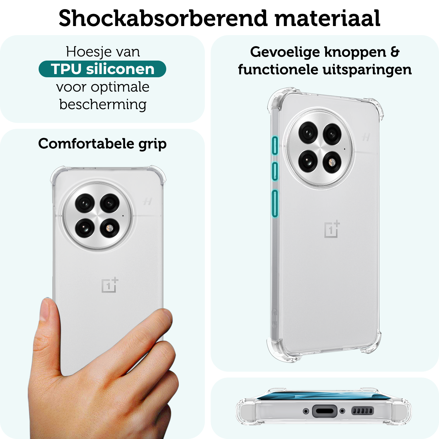 Forterra Forterra OnePlus 13R Hoesje Shockproof - Transparant - 2 PACK