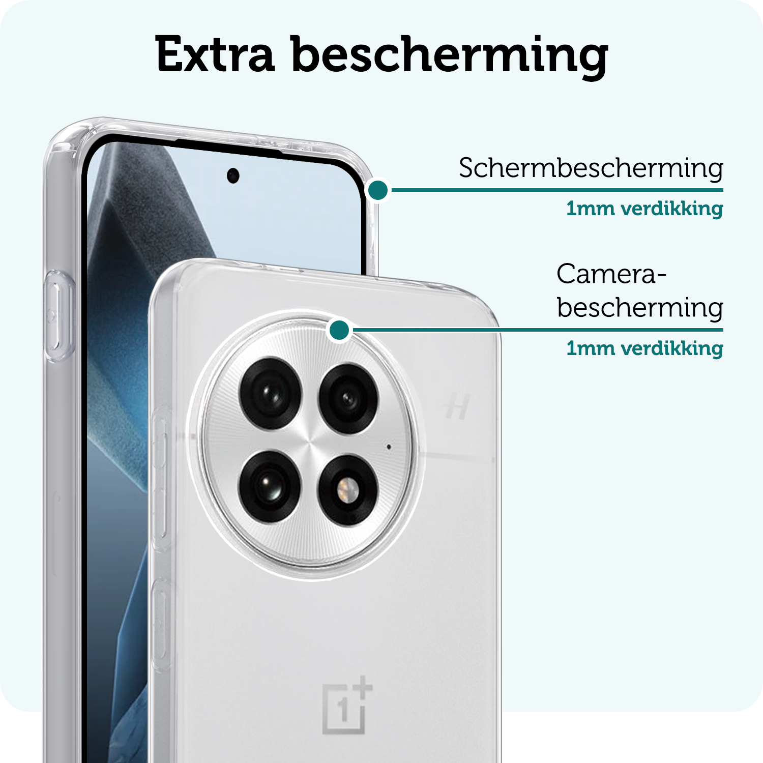 Forterra Forterra OnePlus 13R Hoesje Siliconen Met Screenprotector - Transparant