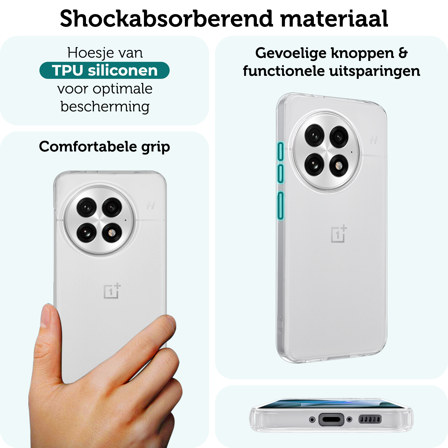 Forterra Forterra OnePlus 13R Hoesje Siliconen Met Screenprotector - Transparant