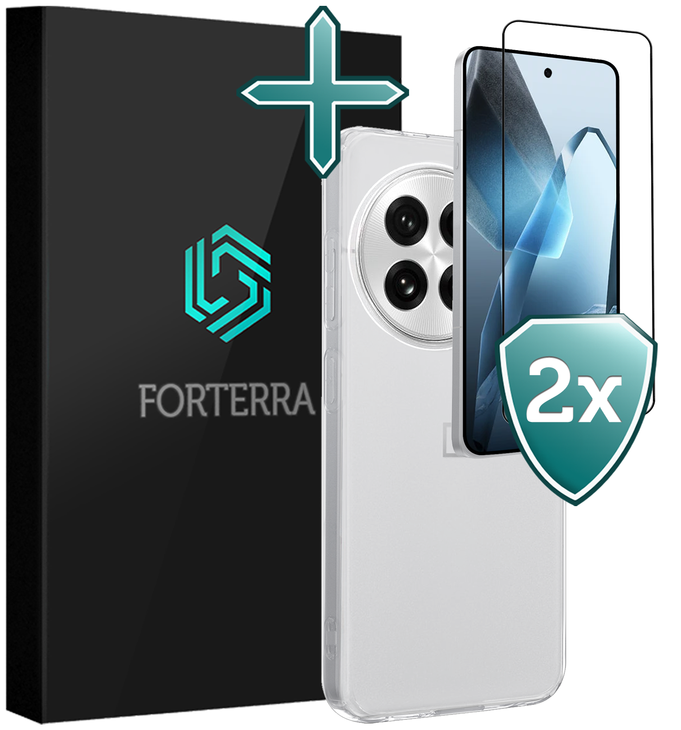 Forterra Forterra OnePlus 13R Hoesje Siliconen Met 2x Screenprotector - Transparant