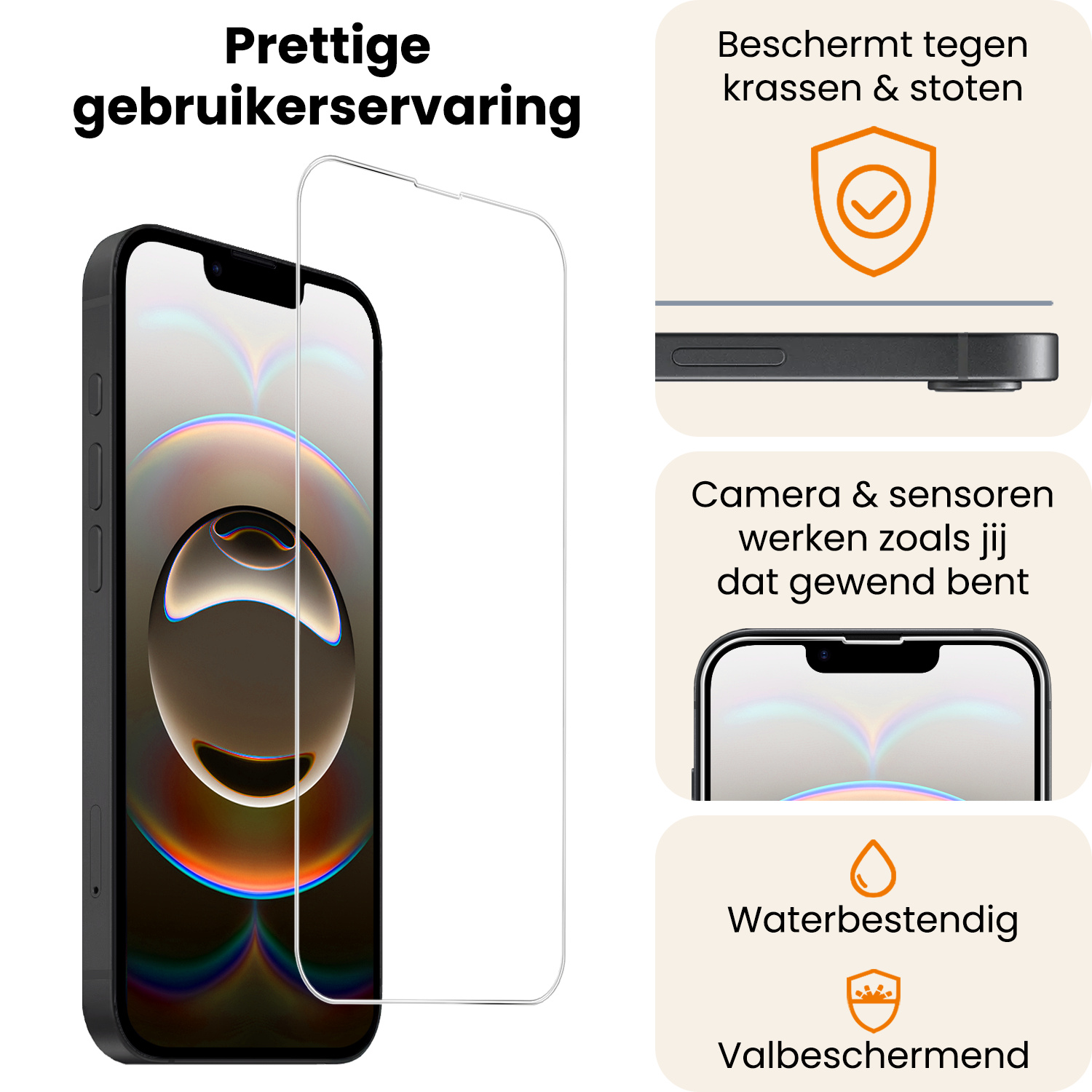 Nomfy Nomfy iPhone 16E Screenprotector Glas Met Dichte Notch - 2 PACK