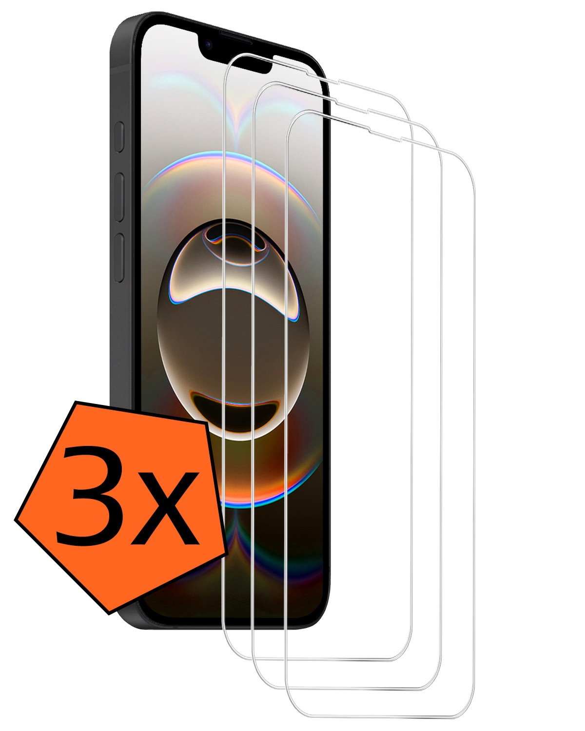 Nomfy Nomfy iPhone 16E Screenprotector Glas Met Dichte Notch - 3 PACK