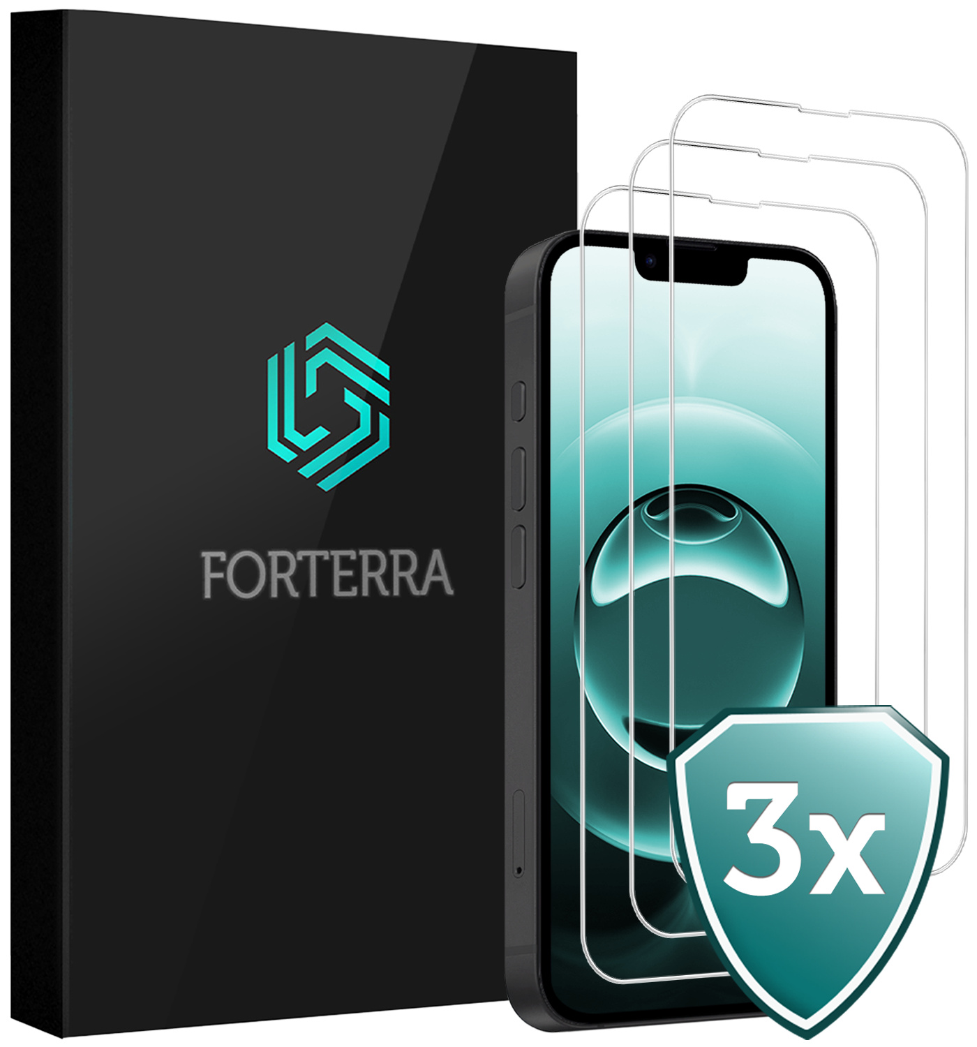 Forterra Forterra iPhone 16E Screenprotector Glas Met Dichte Notch - 3 PACK