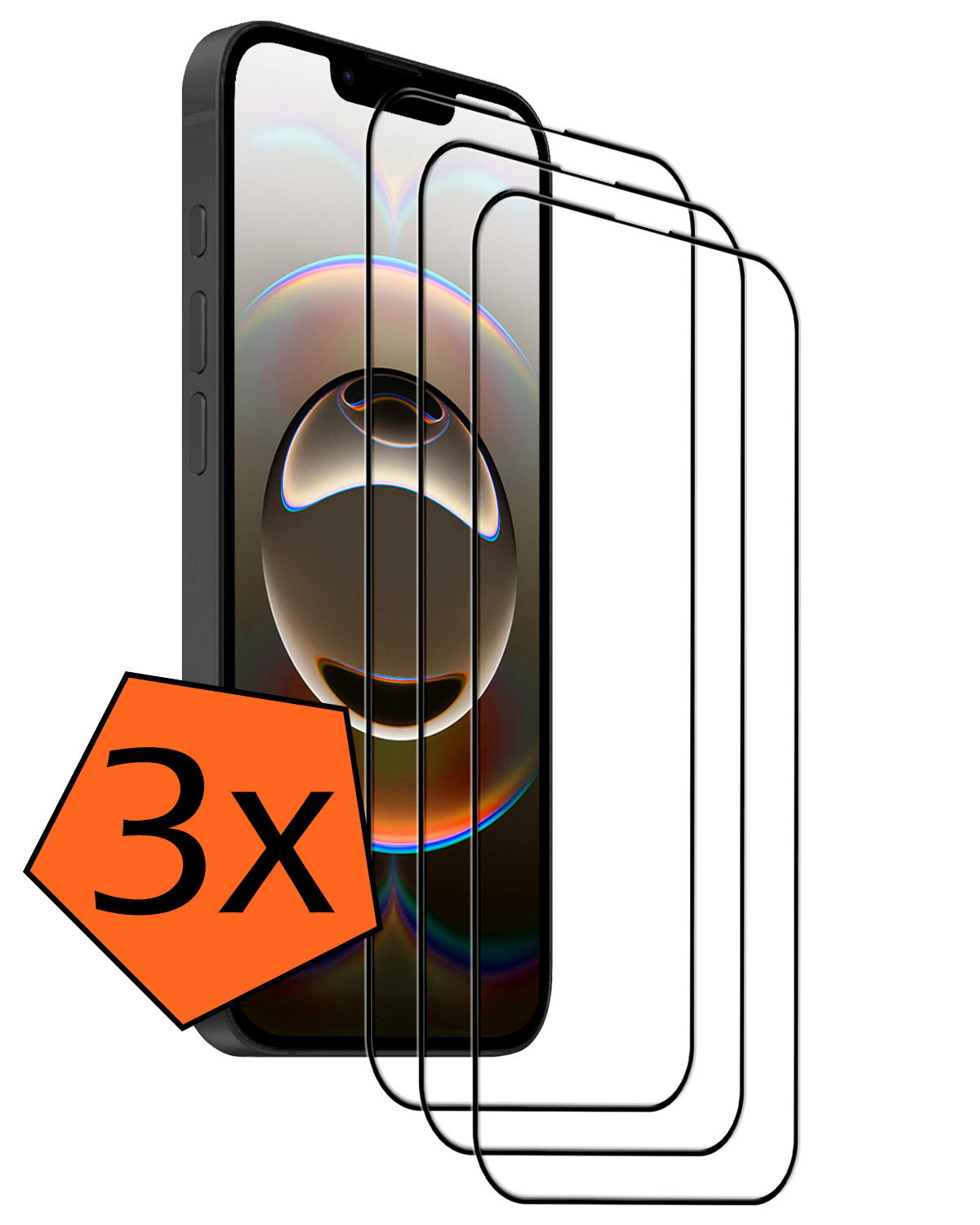 Nomfy Nomfy iPhone 16E Screenprotector Glas Full Cover 2D - 3 PACK