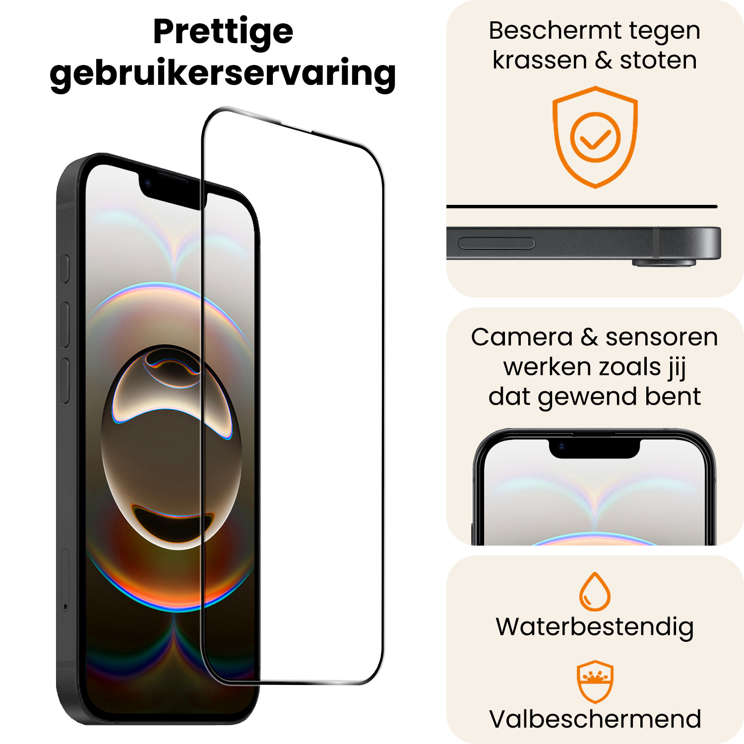 Nomfy Nomfy iPhone 16E Screenprotector Glas Full Cover 2D - 3 PACK