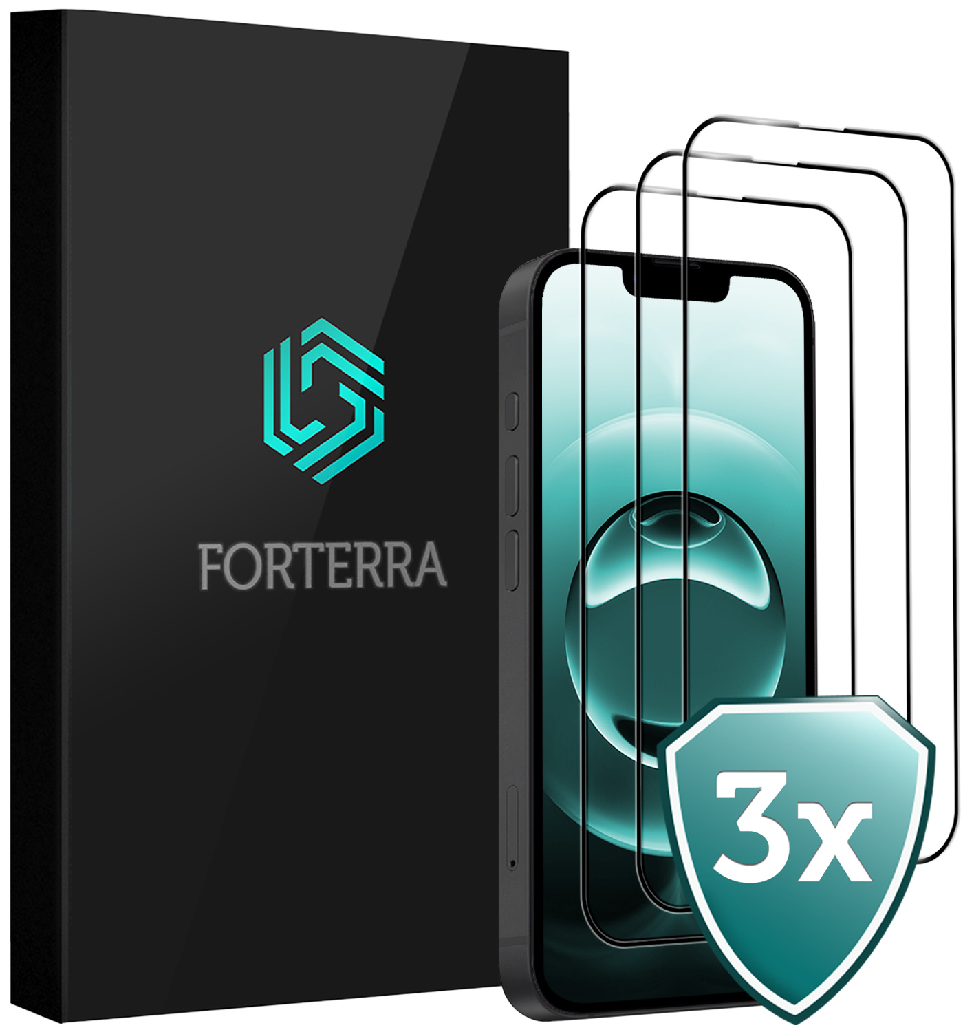 Forterra Forterra iPhone 16E Screenprotector Glas Full Cover 2D - 3 PACK