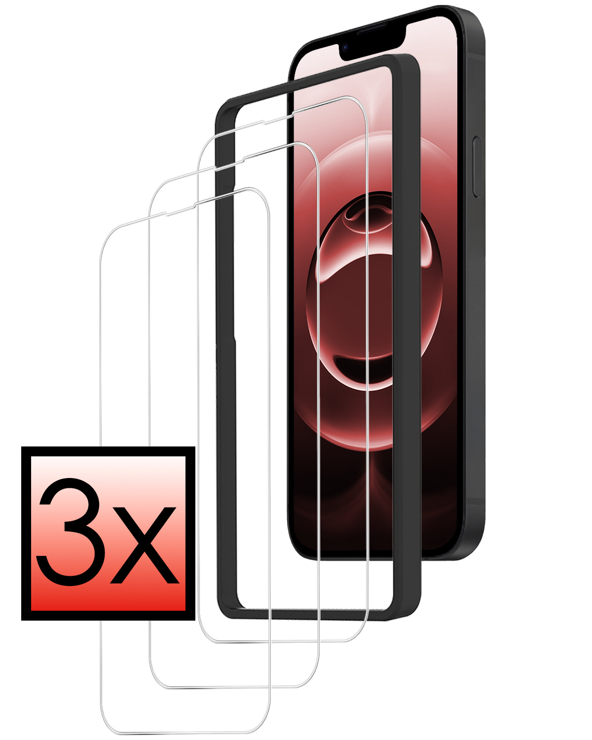 NoXx NoXx iPhone 16E Screenprotector Met Installatieframe - 3 PACK