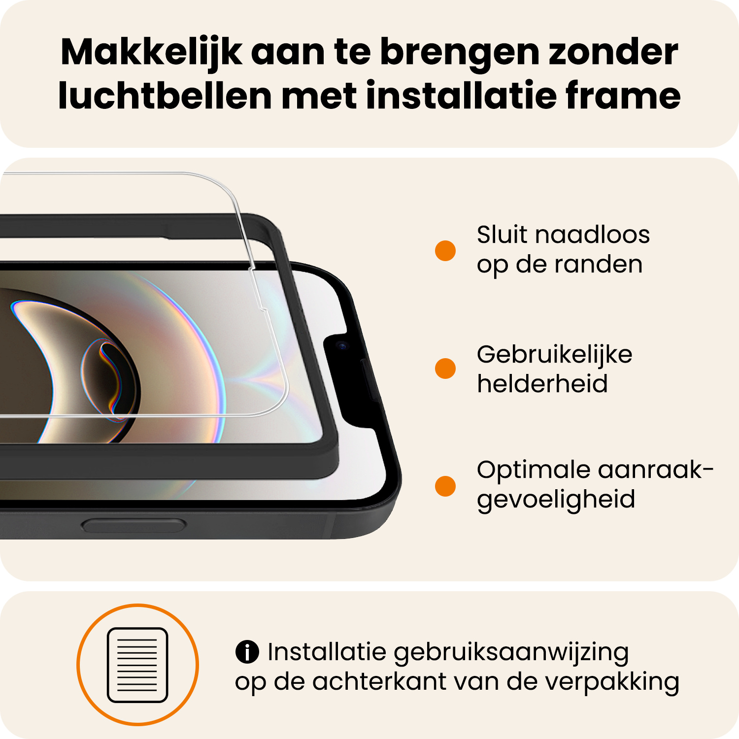 Nomfy Nomfy iPhone 16E Screenprotector Met Installatieframe