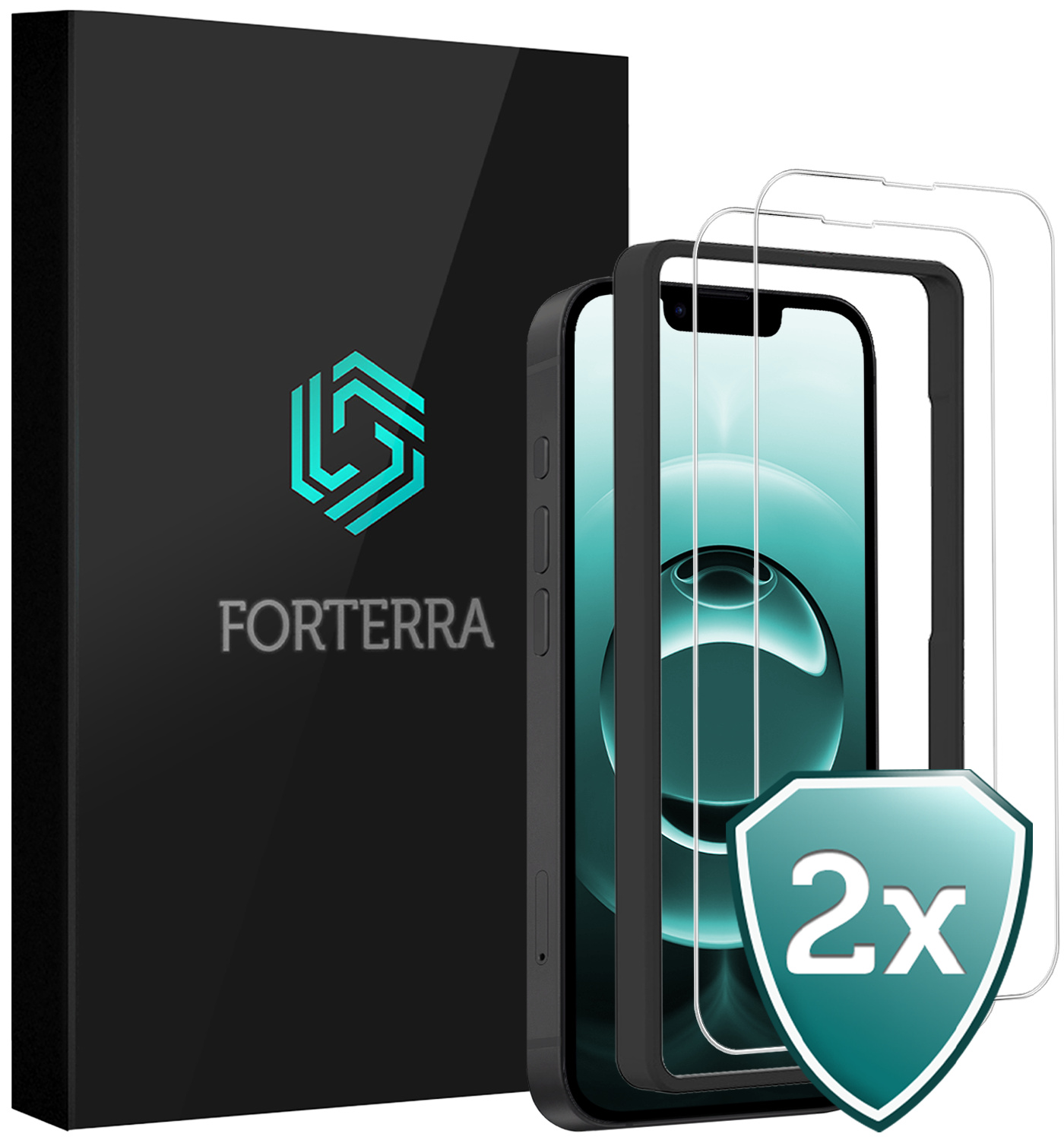 Forterra Forterra iPhone 16E Screenprotector Met Installatieframe - 2 PACK