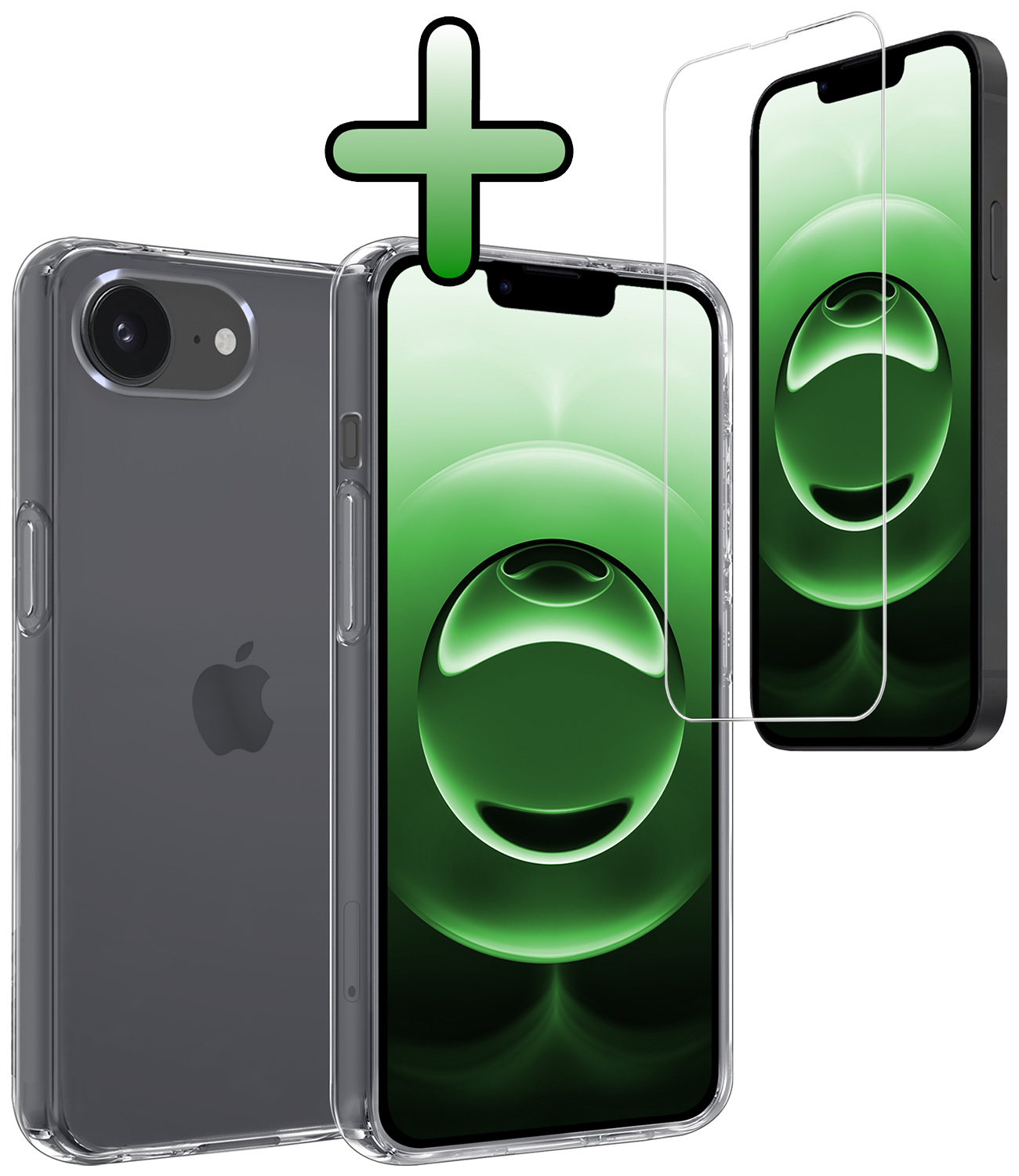 BASEY. BASEY. iPhone 16E Hoesje Siliconen Met Screenprotector Met Dichte Notch - Transparant