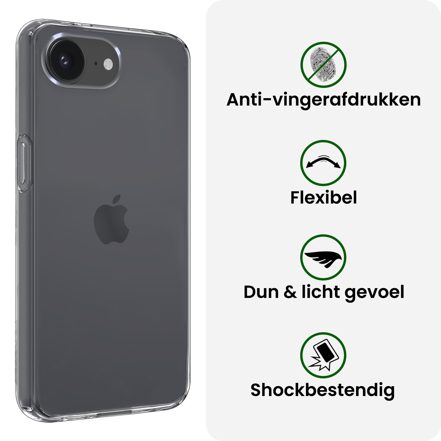 BASEY. BASEY. iPhone 16E Hoesje Siliconen Met Screenprotector Met Dichte Notch - Transparant