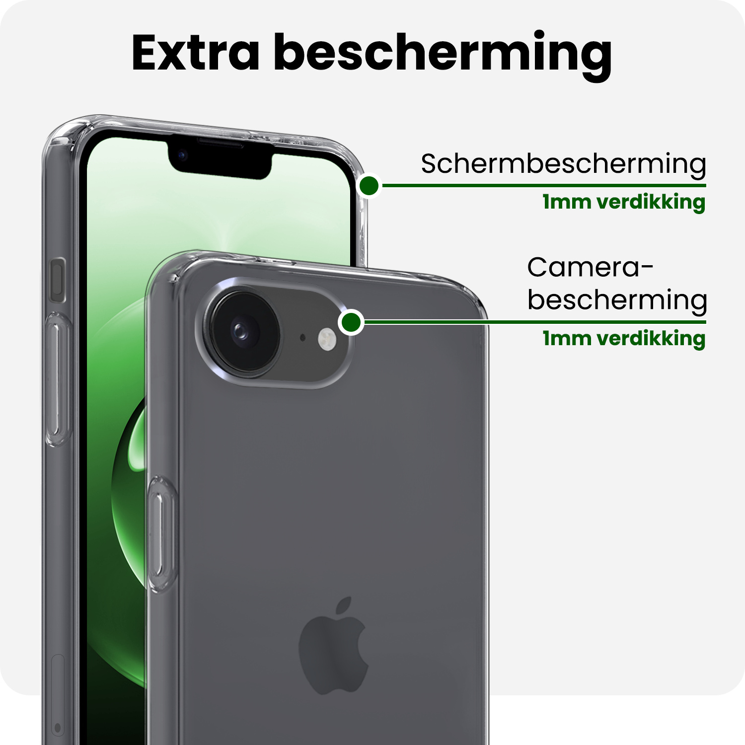 BASEY. BASEY. iPhone 16E Hoesje Siliconen Met Screenprotector Met Dichte Notch - Transparant