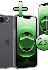 BASEY. BASEY. iPhone 16E Hoesje Siliconen Met 2x Screenprotector Met Dichte Notch - Transparant