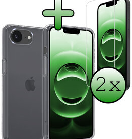 BASEY. BASEY. iPhone 16E Hoesje Siliconen Met 2x Screenprotector Met Dichte Notch - Transparant