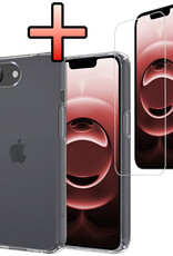 NoXx NoXx iPhone 16E Hoesje Siliconen Met Screenprotector Met Dichte Notch - Transparant