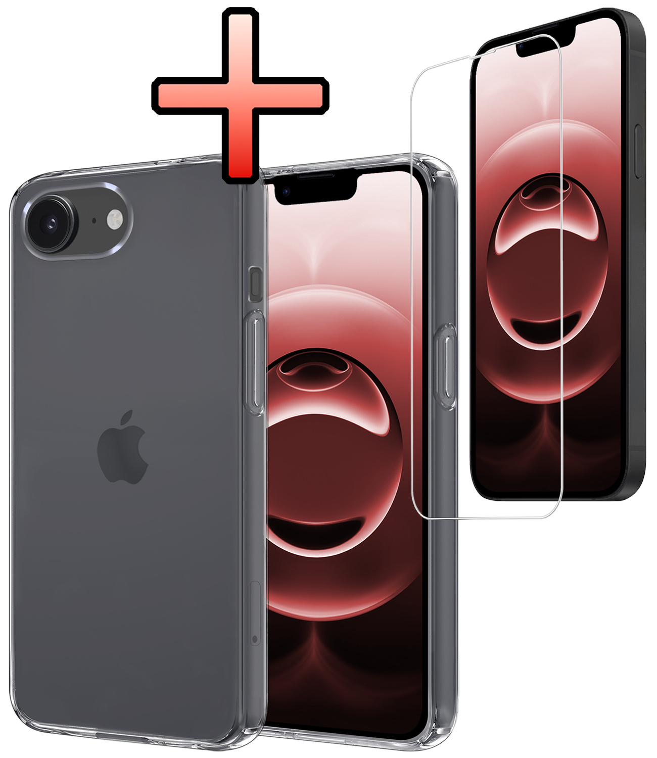 NoXx NoXx iPhone 16E Hoesje Siliconen Met Screenprotector Met Dichte Notch - Transparant