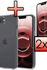 NoXx NoXx iPhone 16E Hoesje Siliconen Met 2x Screenprotector Met Dichte Notch - Transparant